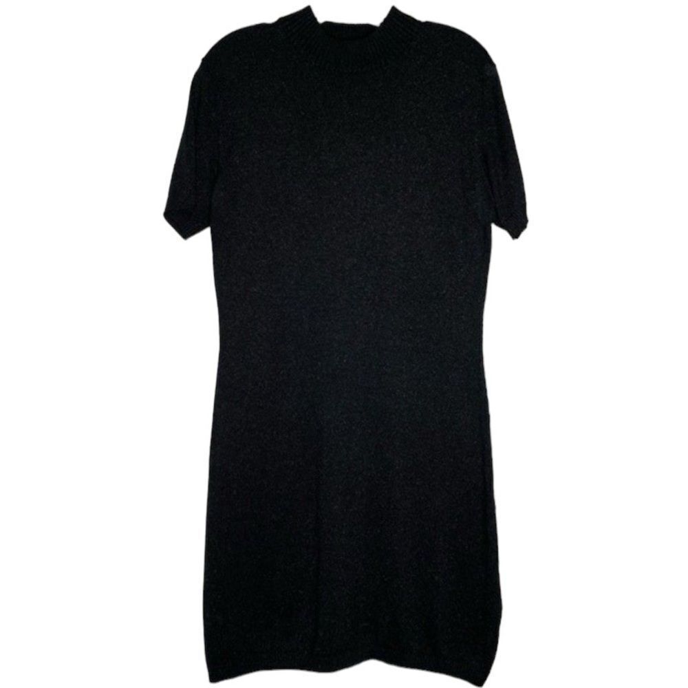 Patrick Collection Vintage Black Silk Metallic Sweater Party Dress M